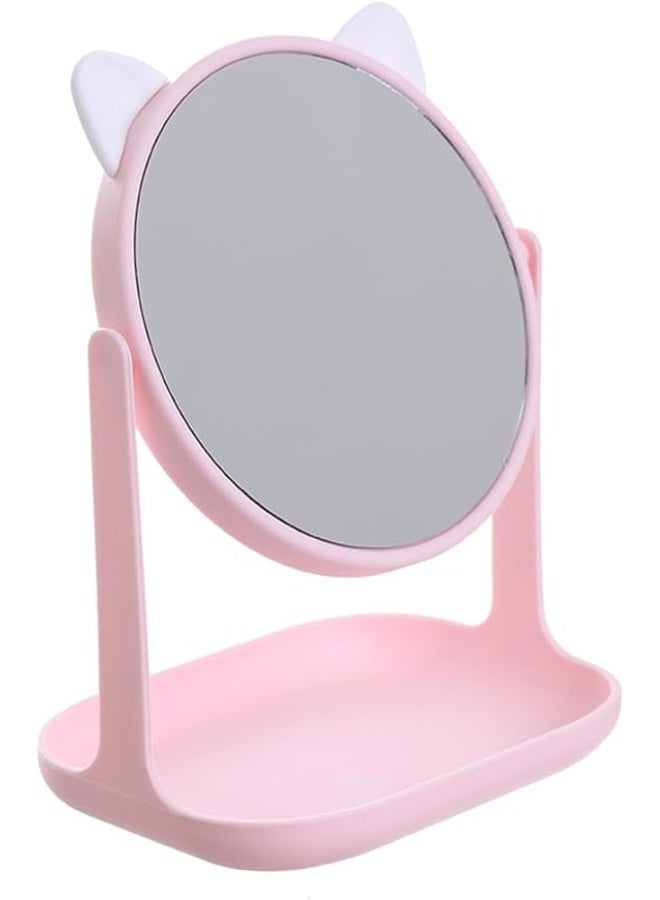 مرآة مكبّرة بتصميم أذنين قطه لطيف مع قاعدة تخزين - Image 3
