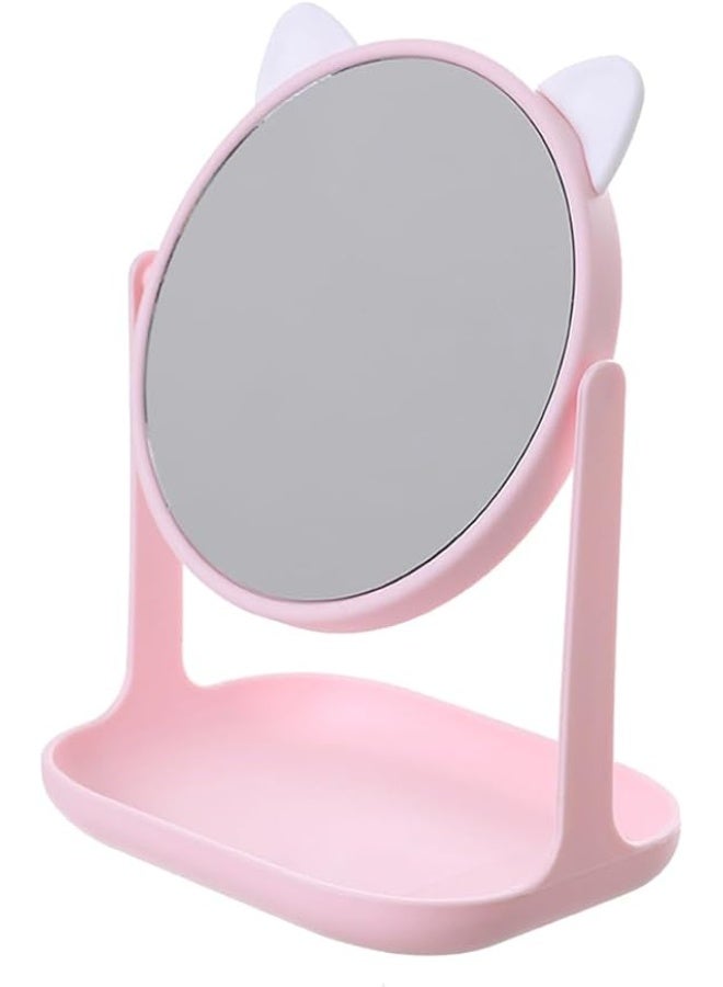 مرآة مكبّرة بتصميم أذنين قطه لطيف مع قاعدة تخزين - Image 4