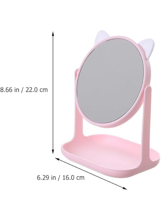 مرآة مكبّرة بتصميم أذنين قطه لطيف مع قاعدة تخزين - Image 5