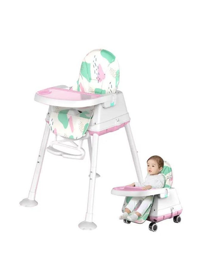 Generic - Baby high chair – for your child’s comfort and safety! Featuring a comfortable padded seat, practical food tray, and wheels for easy mobility. The attractive design adds a touch of style, ideal for children from 6 to 36 months, so your little one can enjoy a safe and delightful mealtime experience every day - Image 1