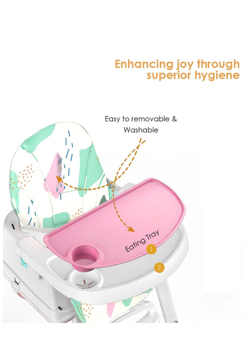 Generic - Baby high chair – for your child’s comfort and safety! Featuring a comfortable padded seat, practical food tray, and wheels for easy mobility. The attractive design adds a touch of style, ideal for children from 6 to 36 months, so your little one can enjoy a safe and delightful mealtime experience every day - Image 1