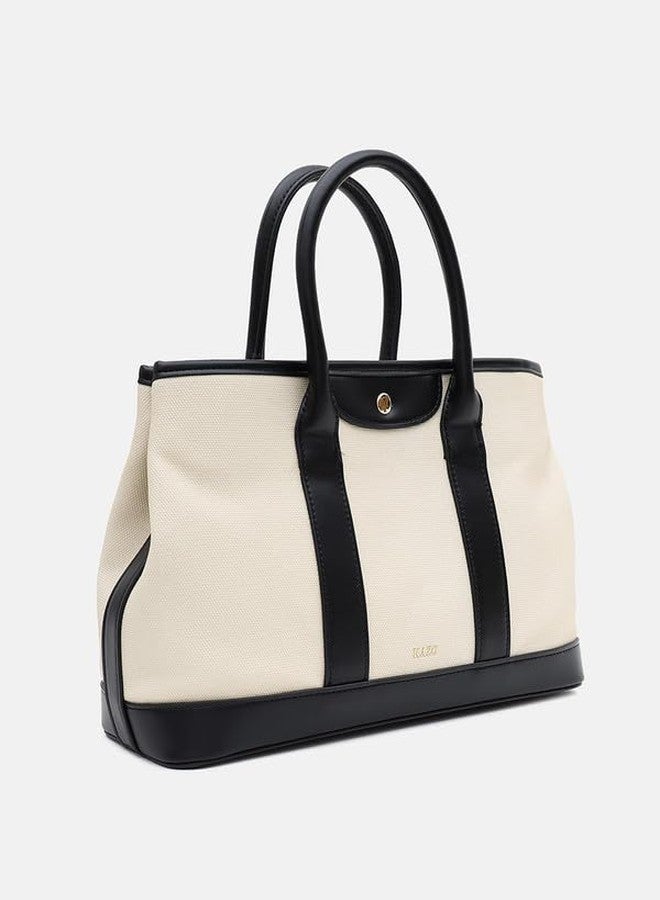 Kazo Bag Off White Brown Structured Shoulder Handbag | Premium Faux Leather Purse - Image 5
