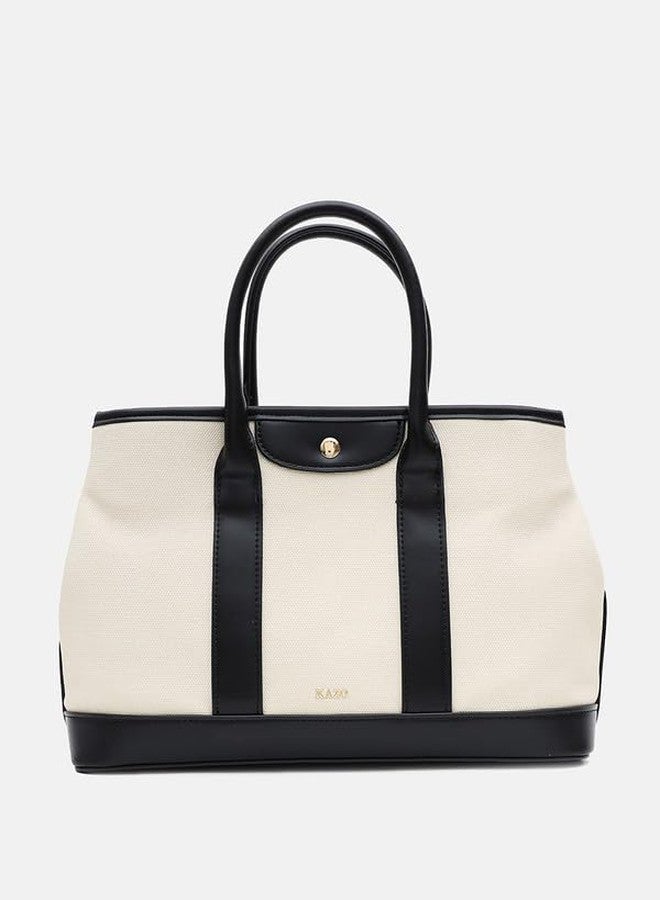 Kazo Bag Off White Brown Structured Shoulder Handbag | Premium Faux Leather Purse - Image 4