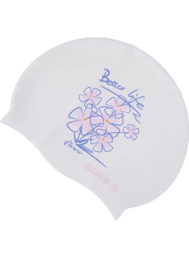 Zoke Adult Swim Cap, Silicone Waterproof Ear Protection, Comfortable Non-Constricting, For Swimming Training, White Butterfly, 623603212 - Image 3