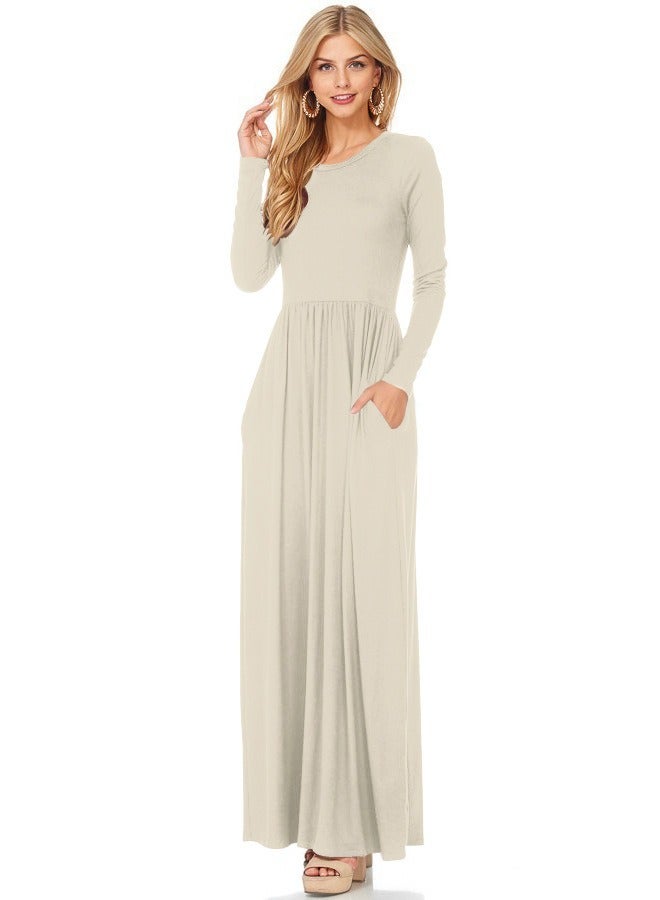 KUYING New Long Sleeved Round Neck Casual Dress