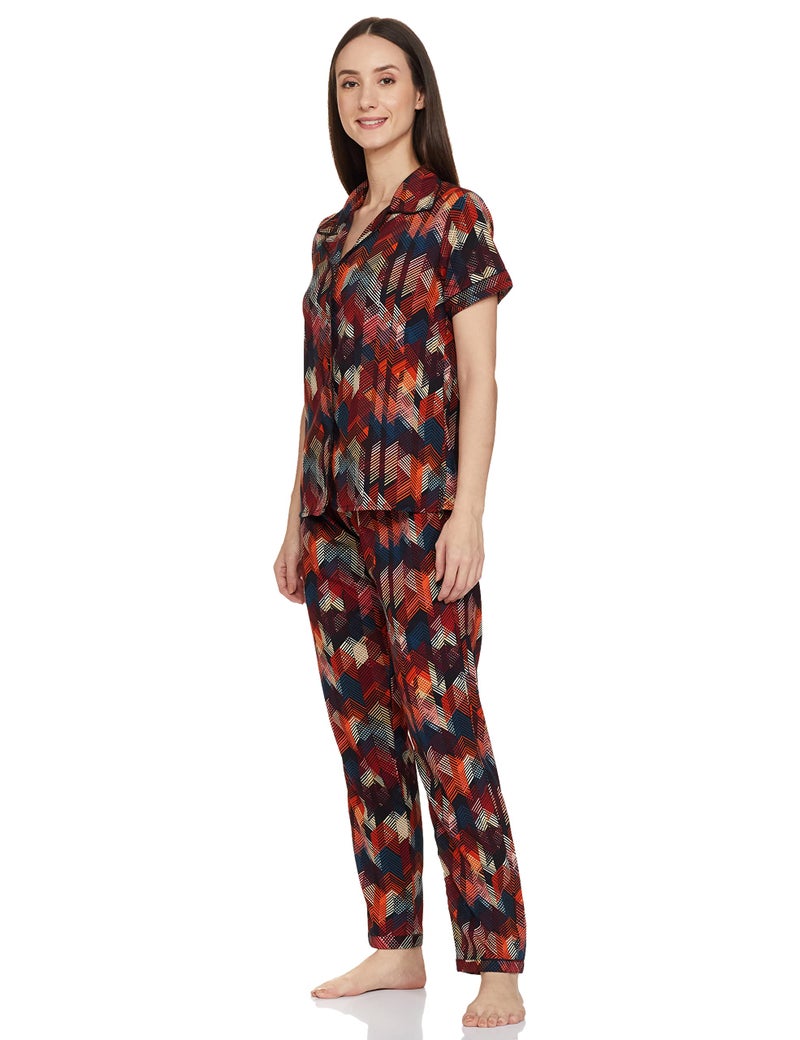 Clovia Women's Cotton Casual Regular Pajama Set (LS0385P13M_Black_M) - Image 2