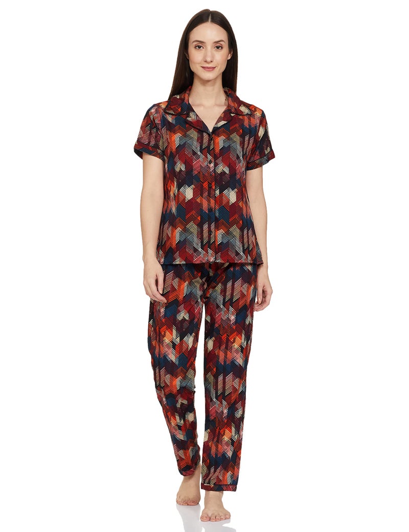 Clovia Women's Cotton Casual Regular Pajama Set (LS0385P13M_Black_M) - Image 1