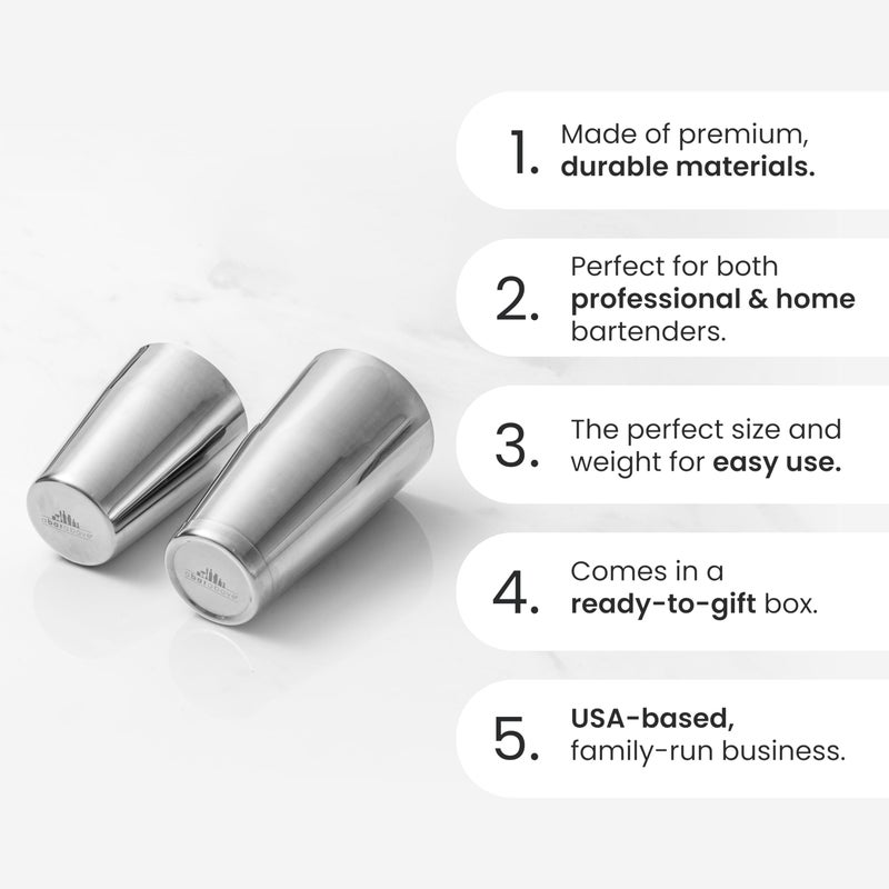 A Bar Above Professional Boston Shakers Set  18Oz Weighted & Unweighted Cocktail Shaker Set For Bartenders  Pro Bar Shaker  Made From Premium Stainless Steel 304  Essential Bars Tools For Drink Making - Image 3