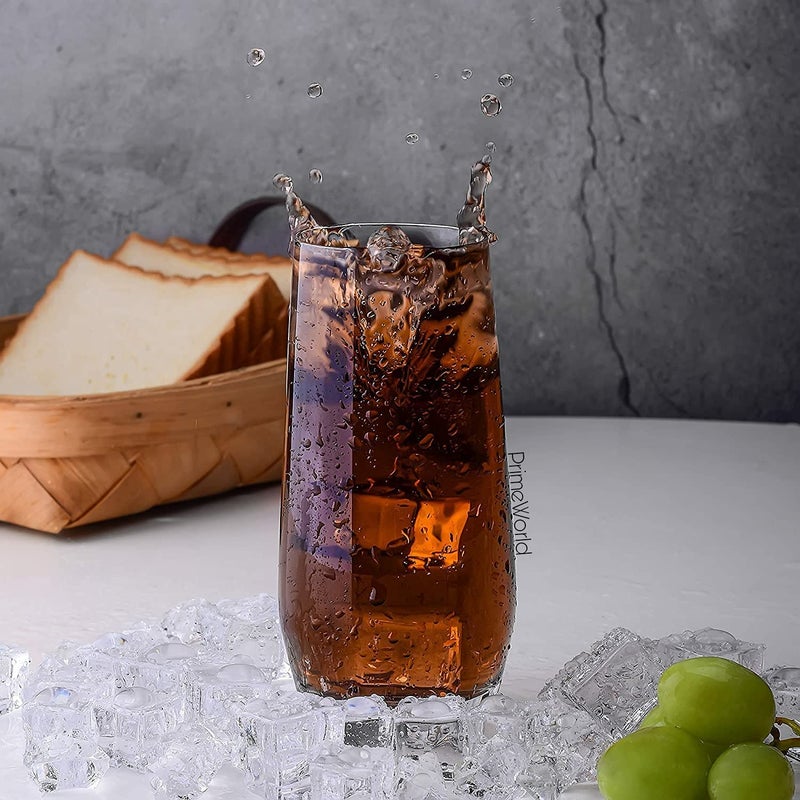 PrimeWorld طقم كؤوس زجاجية كريستالية شفافة 300 مل - 6 قطع - كؤوس شرب طويلة للماء، العصير، المشروبات الباردة، موهيتو، كوكتيل، خالية من الرصاص، مثالية للمنزل، المطاعم والحفلات - Image 5