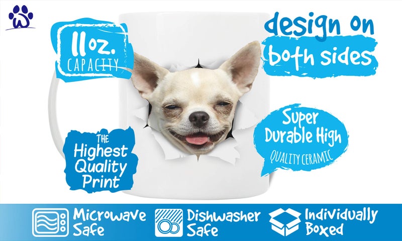 Winston Bear Winston & Bear Happy Chihuahua Mug - Ceramic Chihuahua Coffee Mug - Perfect Chihuahua Gifts - Funny Cute Chihuahua Dog Coffee Mug for Dog Lovers (11oz) - Image 3