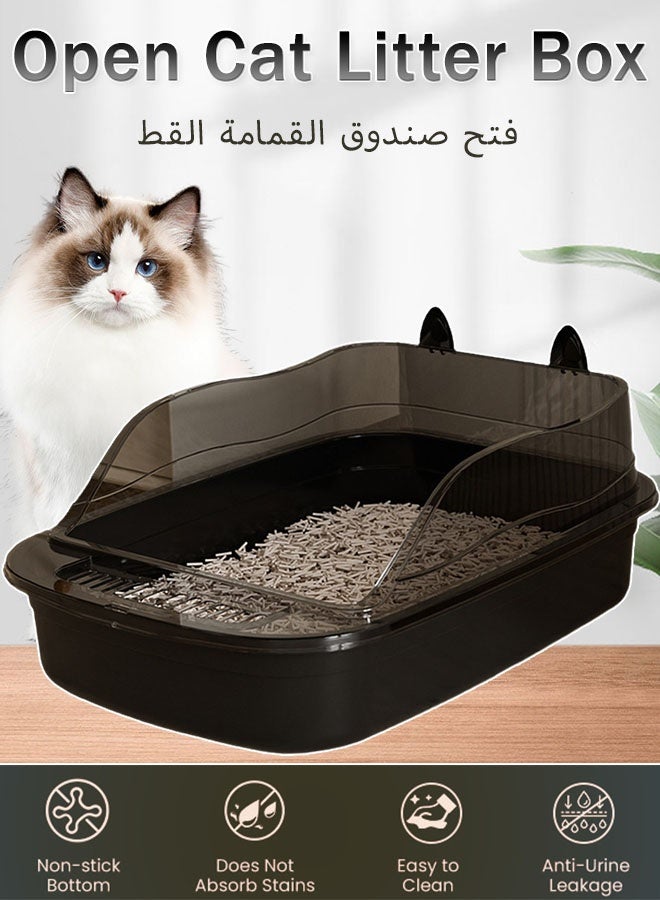 Generic Oversized Semi-Closed Cat Litter Box with High Fence Kitten Toilet,Splash-Proof Detachable Potty Tray Toilet with Plastic Scoop & Deodorizing Bag, Easy to Clean, Suitable for All Kinds of Litter  - Image 1