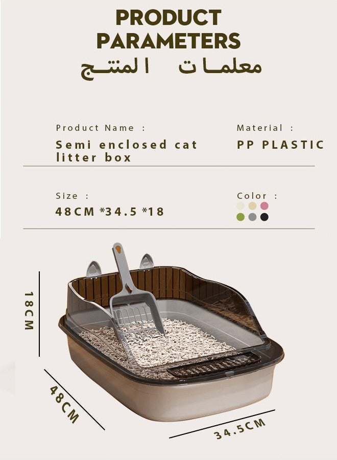 Generic Oversized Semi-Closed Cat Litter Box with High Fence Kitten Toilet,Splash-Proof Detachable Potty Tray Toilet with Plastic Scoop & Deodorizing Bag, Easy to Clean, Suitable for All Kinds of Litter  - Image 2