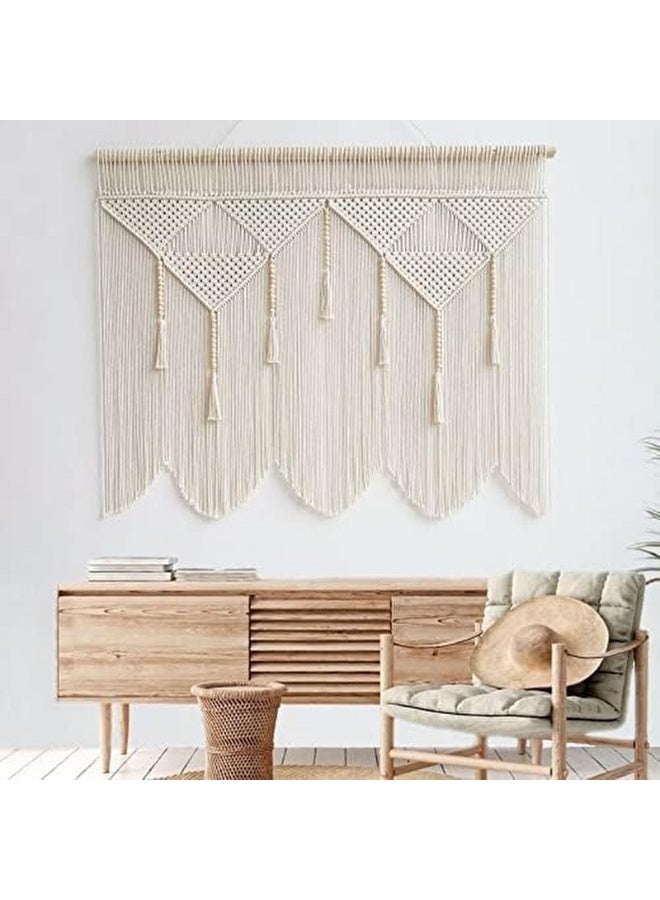 Home Gallery Macrame Wall Hanging Large Boho Chic Woven Wooden Beads Handmade  - Image 1