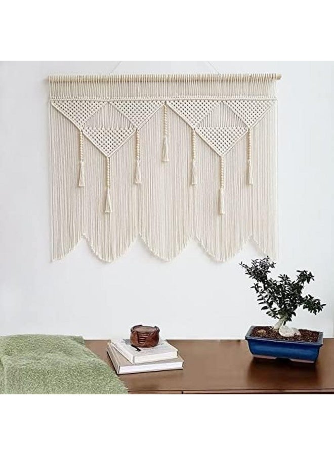 Home Gallery Macrame Wall Hanging Large Boho Chic Woven Wooden Beads Handmade  - Image 4