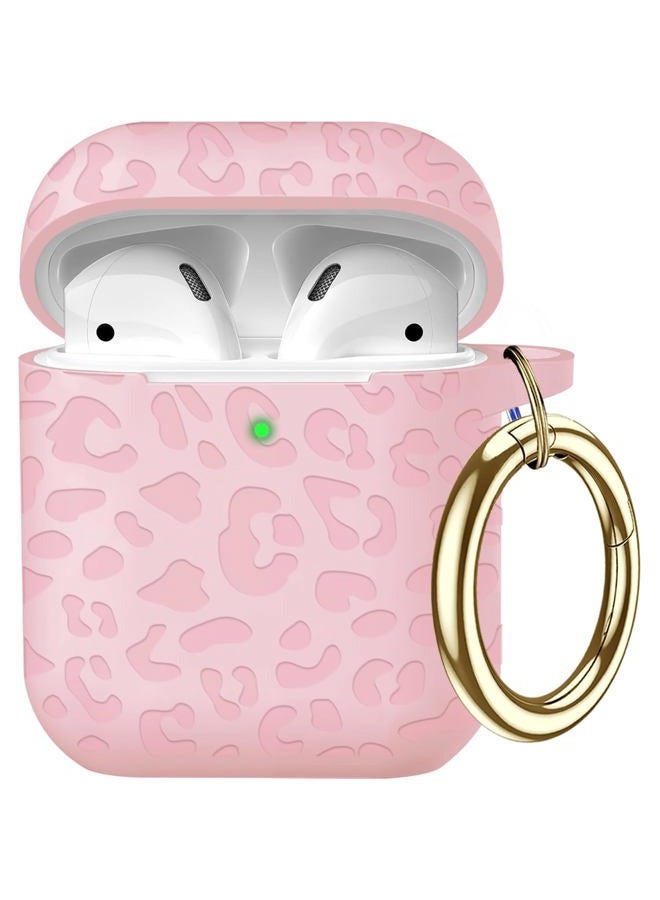 Gawnock for Airpod Case & Airpods 2nd Generation Case Leropard Engraved Skin Cover Compatible with AirPods 2nd/1st Charging Case,Cute Soft Silicone Full Protective, Front LED Visible, Pink - Image 1