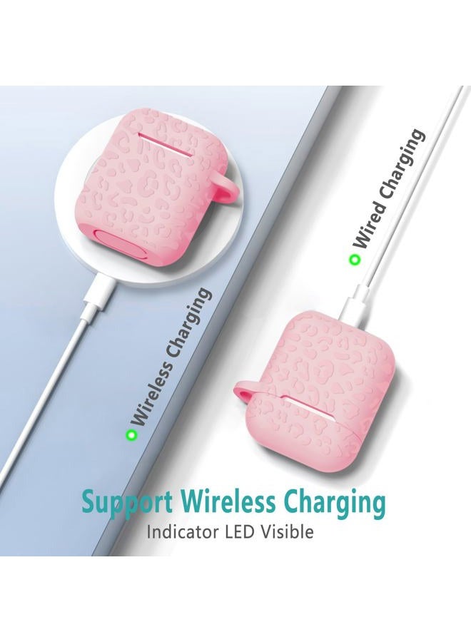 Gawnock for Airpod Case & Airpods 2nd Generation Case Leropard Engraved Skin Cover Compatible with AirPods 2nd/1st Charging Case,Cute Soft Silicone Full Protective, Front LED Visible, Pink - Image 4