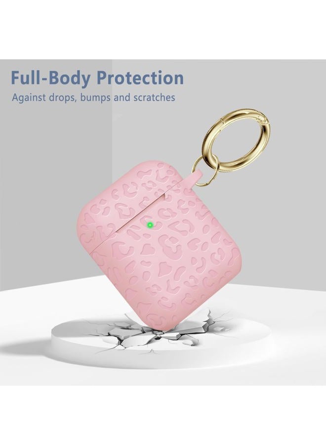 Gawnock for Airpod Case & Airpods 2nd Generation Case Leropard Engraved Skin Cover Compatible with AirPods 2nd/1st Charging Case,Cute Soft Silicone Full Protective, Front LED Visible, Pink - Image 3
