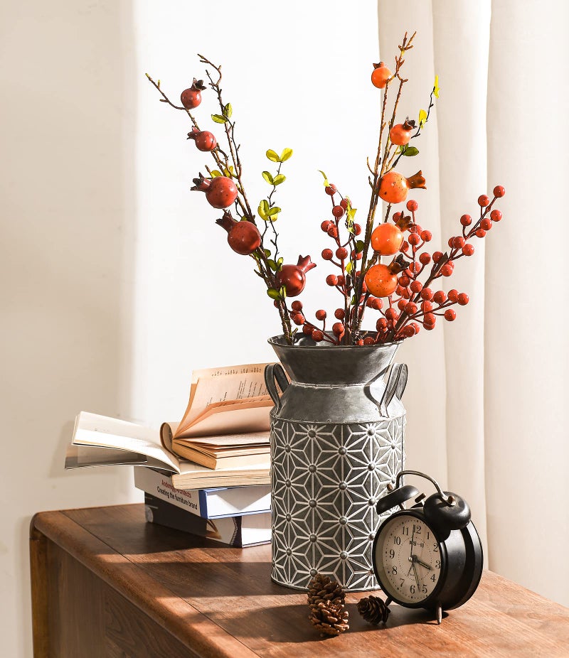 Venalys Vintage Galvanized Metal Milk Can  Farmhouse Decorative Flower Vase  Rustic French Country Milk Jug for Home Decor 10.6''H - Image 2