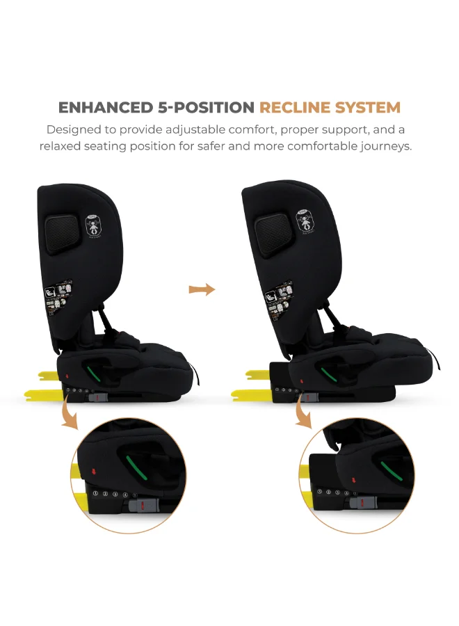 Neobreez Neobreez i-GENTO Compact Air Travel Car Seat,i-Size ECER129 ,Adjustable Headrest,Side Impact Protection,ISOFIX&Top Tether,Compact Foldable&Portable,Group1/2/3(Upto 12yrs,9-36 kg)-Black