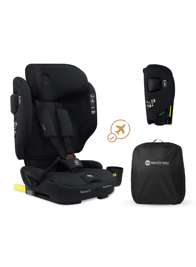Neobreez Neobreez i-GENTO Compact Air Travel Car Seat,i-Size ECER129 ,Adjustable Headrest,Side Impact Protection,ISOFIX&Top Tether,Compact Foldable&Portable,Group1/2/3(Upto 12yrs,9-36 kg)-Black