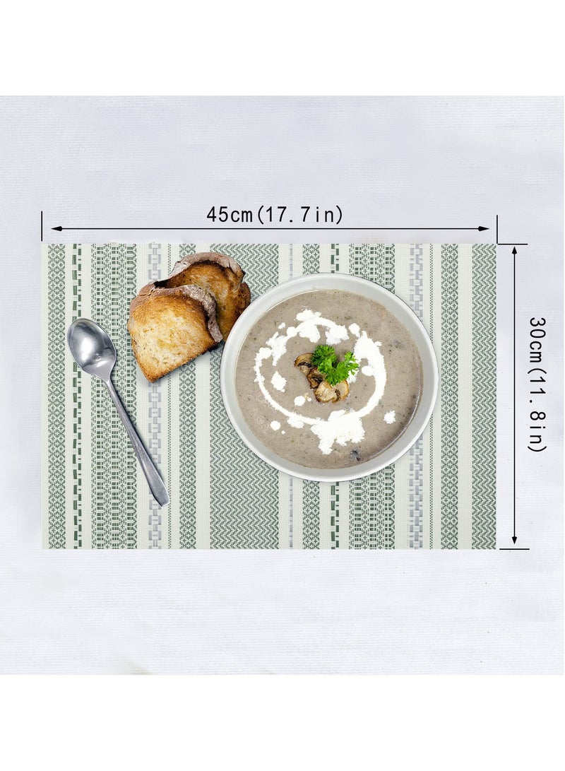 SYOSI Green Vinyl Placemats Set of 6, Heat & Stain Resistant, Non-Slip Place Mats, Washable & Wipeable Table Mats for Kitchen Dining, Indoor & Outdoor Decor - Image 2