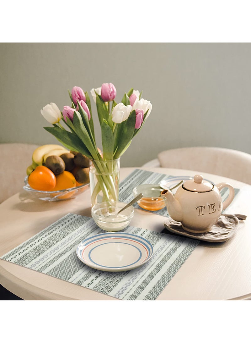 SYOSI Green Vinyl Placemats Set of 6, Heat & Stain Resistant, Non-Slip Place Mats, Washable & Wipeable Table Mats for Kitchen Dining, Indoor & Outdoor Decor - Image 5