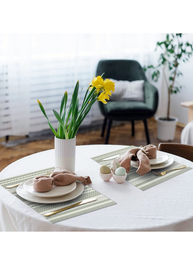 SYOSI Green Vinyl Placemats Set of 6, Heat & Stain Resistant, Non-Slip Place Mats, Washable & Wipeable Table Mats for Kitchen Dining, Indoor & Outdoor Decor - Image 3