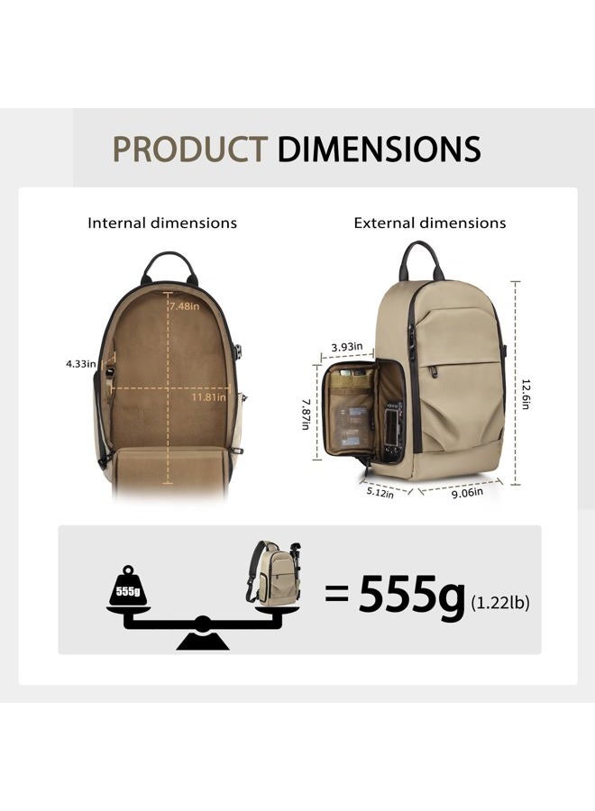 TAAOKA Waterproof Camera Sling Bag Backpack - DSLR Sling Camera Bag for Photographers, Cross body Sling Bag with Raincover Tripod Holder Photography Slingpack Black TR-S (Brown) - Image 4