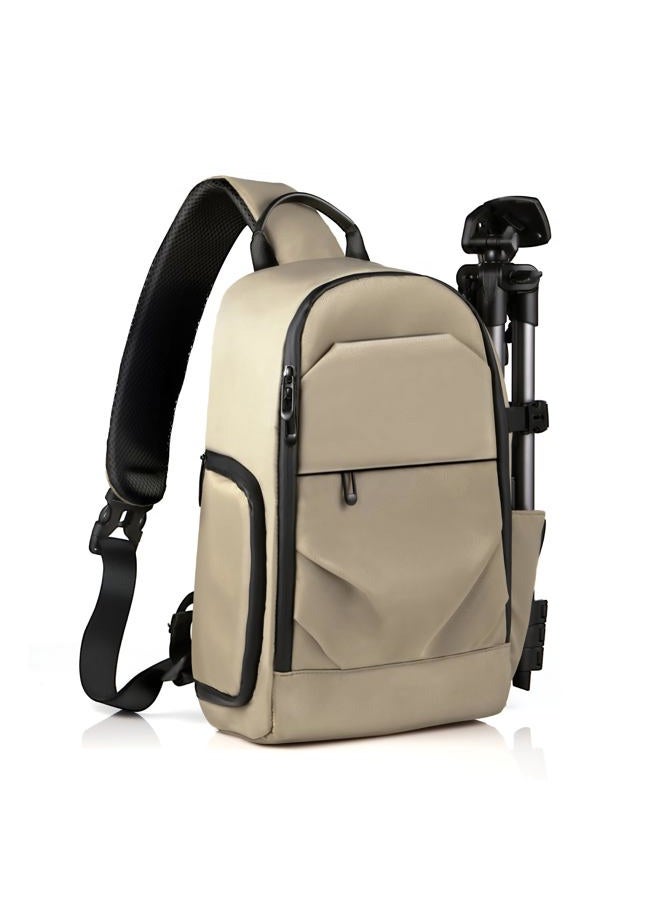 TAAOKA Waterproof Camera Sling Bag Backpack - DSLR Sling Camera Bag for Photographers, Cross body Sling Bag with Raincover Tripod Holder Photography Slingpack Black TR-S (Brown) - Image 1