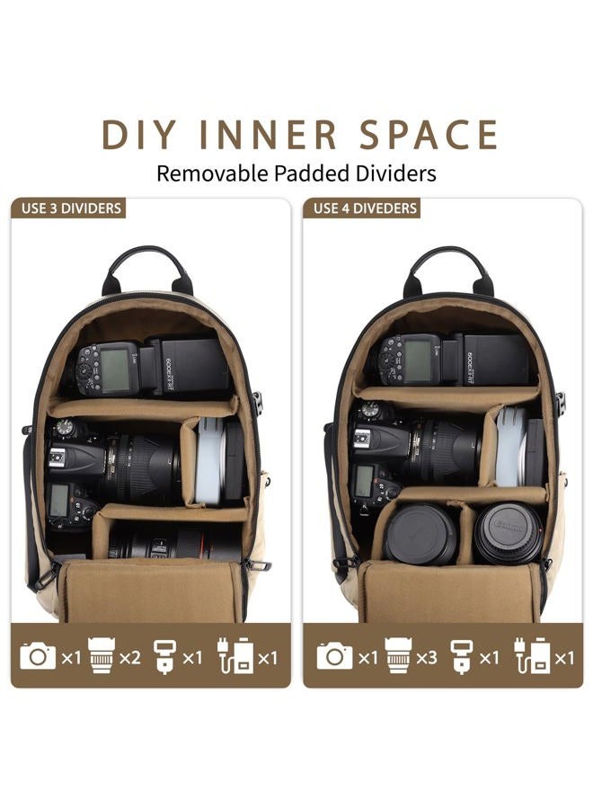 TAAOKA Waterproof Camera Sling Bag Backpack - DSLR Sling Camera Bag for Photographers, Cross body Sling Bag with Raincover Tripod Holder Photography Slingpack Black TR-S (Brown) - Image 3