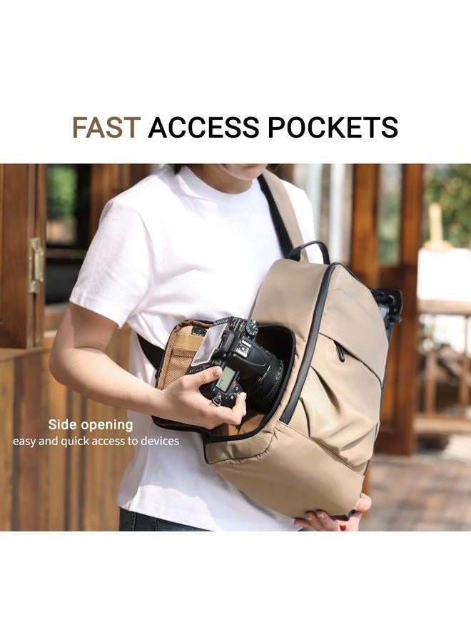TAAOKA Waterproof Camera Sling Bag Backpack - DSLR Sling Camera Bag for Photographers, Cross body Sling Bag with Raincover Tripod Holder Photography Slingpack Black TR-S (Brown) - Image 2