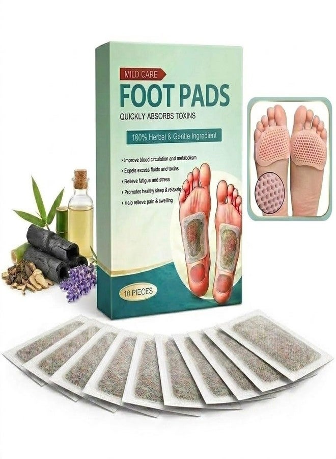 Jeoga Premium 2-in-1 Foot Care Combo - 10 Pcs Herbal Detox Foot Pads for Pain Relief & Toxins Removal with 1 Pair Washable Silicone Gel Honeycomb Forefoot Metatarsal Cushions - Image 1