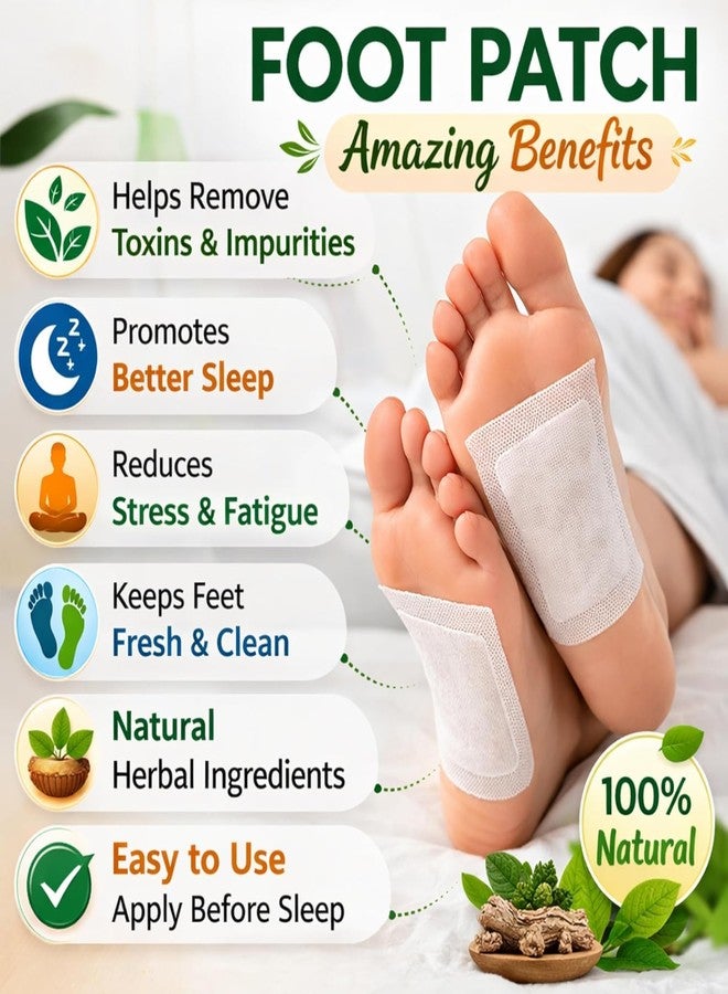 Jeoga Premium 2-in-1 Foot Care Combo - 10 Pcs Herbal Detox Foot Pads for Pain Relief & Toxins Removal with 1 Pair Washable Silicone Gel Honeycomb Forefoot Metatarsal Cushions - Image 5