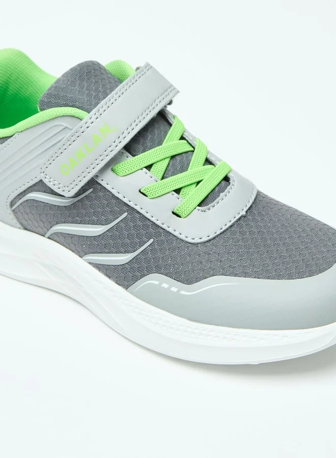 OAKLAN Panelled Walking Shoes with Hook and Loop Closure