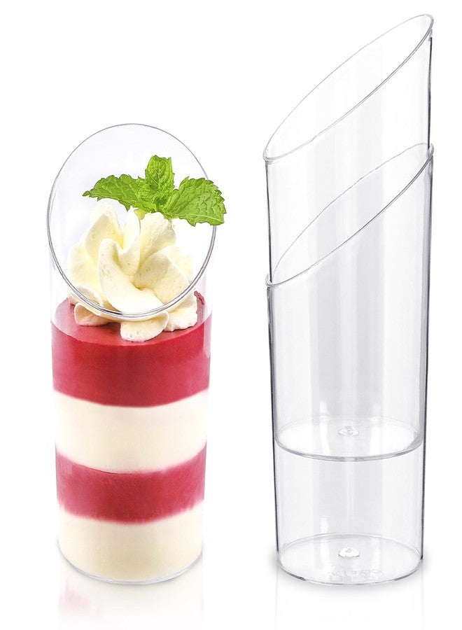 Qeirudu 50 Pack Mini Slanted Dessert Cups with Spoons - 2.2 oz Plastic Parfait Cups Reusable Shooter Glasses Small Serving Cups for Tasting Party Desserts Appetizer - Image 3