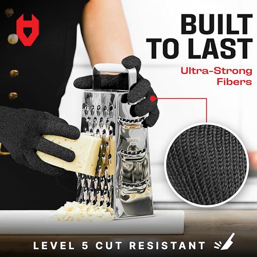 NoCry Cut Resistant Work Gloves for Women and Men, with Reinforced Fingers; Comfortable, 100% Food Grade Kitchen Cooking Hand Protection; Ambidextrous Safety Gear for Cutting; Level 5 Protection - Image 3