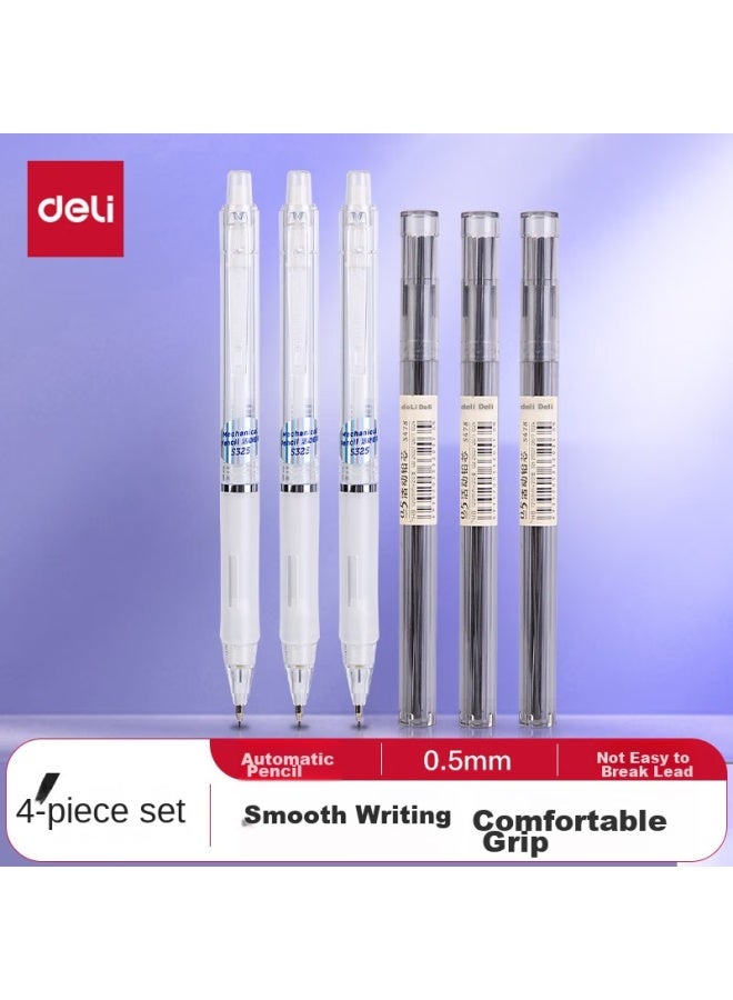 Deli 0.5mm Mechanical Pencil Set With Eraser Tip, Suitable For Student Exams And Handwriting Practice, 33156 White - Image 1