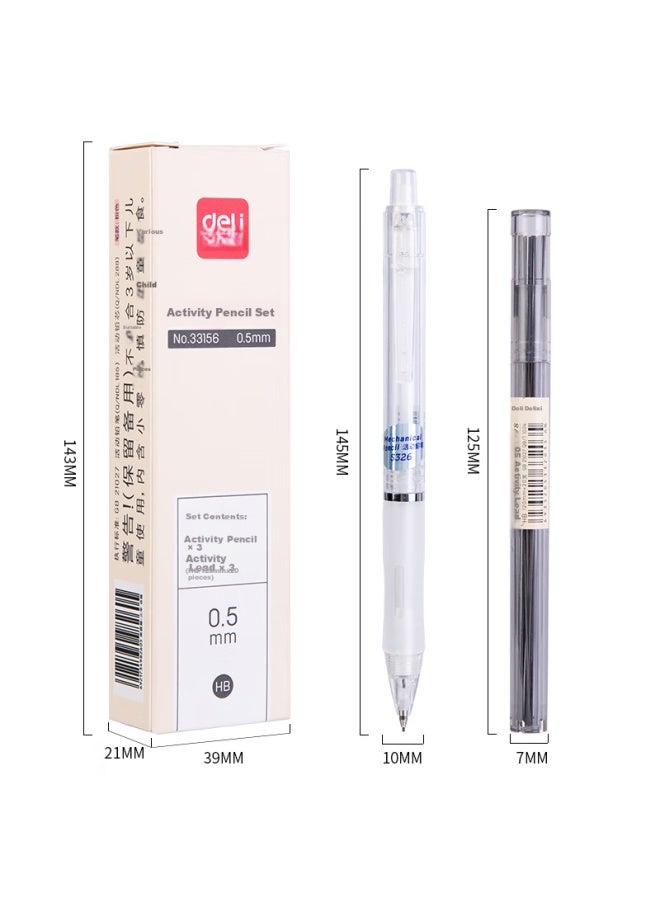 Deli 0.5mm Mechanical Pencil Set With Eraser Tip, Suitable For Student Exams And Handwriting Practice, 33156 White - Image 5