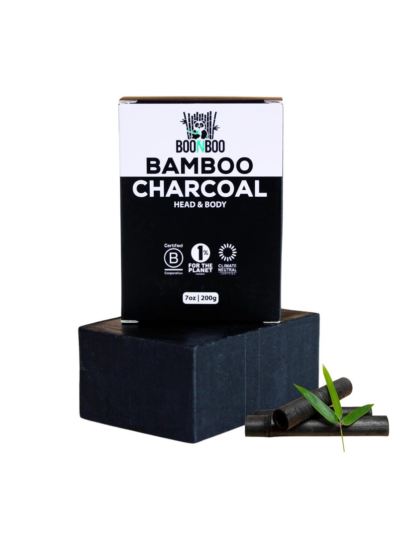BOONBOO Bamboo Charcoal Body Soap | 7oz / 200g | African Black Bar 