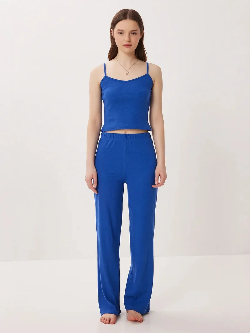 السعادة في إسطنبول ISTANBUL V-neck Ribbed Knitted Pajama Set