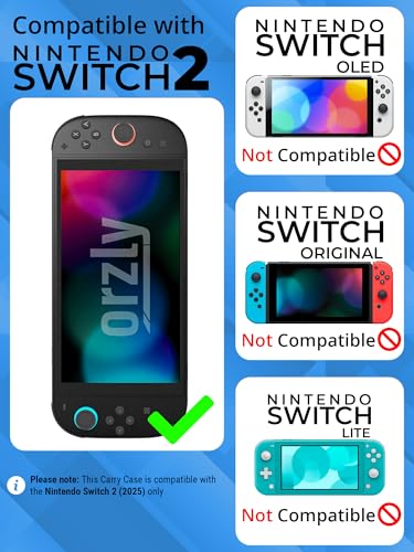 Orzly Case Compatible with Nintendo Switch 2 Protective Travel Carry Case with Screen Padding Game Card microSD Slots Zipped Open Pockets for Accessories 79 Gift Boxed - Image 3