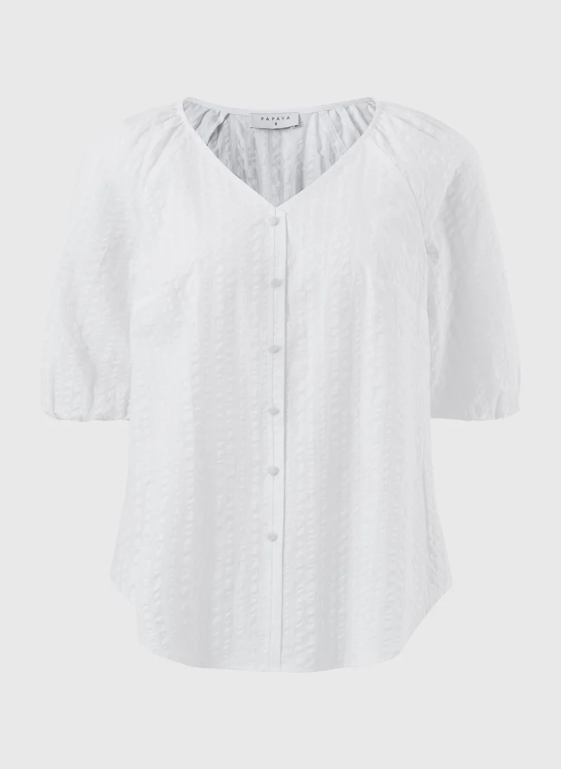ماتلان White Seersucker Tea Blouse