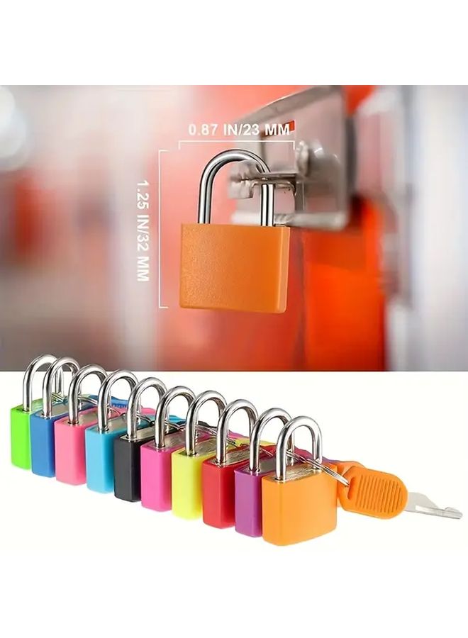 10pcs Assorted Color Metal Luggage Padlock With Key For School Gym Travel - Image 3