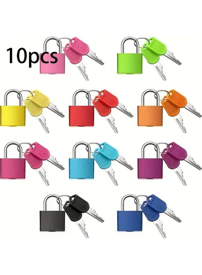 10pcs Assorted Color Metal Luggage Padlock With Key For School Gym Travel - Image 1