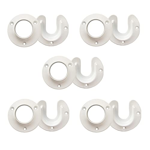 Design House Closet Rod Brackets, Fits Standard Closet Rods, Durable, White, 5-Pack Closet Rod Support Sockets, 2.75 in. Diameter x 0.88 in.W, 182717 - Image 1