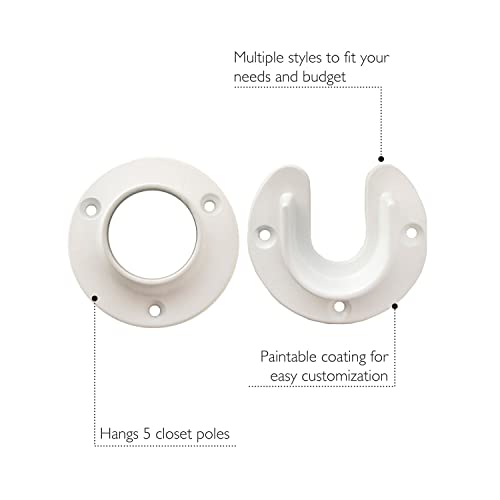 Design House Closet Rod Brackets, Fits Standard Closet Rods, Durable, White, 5-Pack Closet Rod Support Sockets, 2.75 in. Diameter x 0.88 in.W, 182717 - Image 3