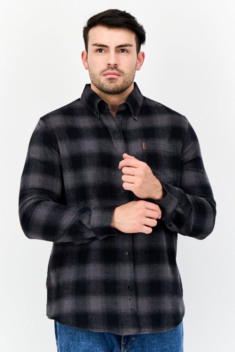 Chaps Men Regular Fit Plaid Casual Shirt, Black - Image 1