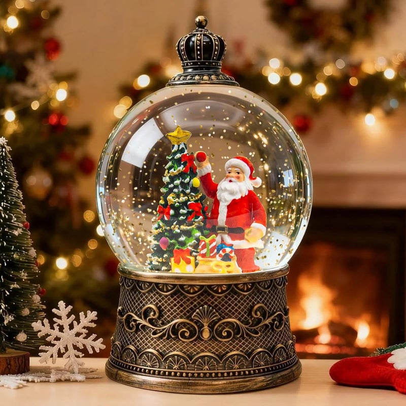 SUNFACE Store Christmas Snow Globes Lantern, Santa Claus and Gifts Christmas Decorations Indoor, 6H Timer Battery & USB Powered Light Up Musical Snow Globes for Kids Women Adults Gift Thanksgiving Home Decor - Image 1
