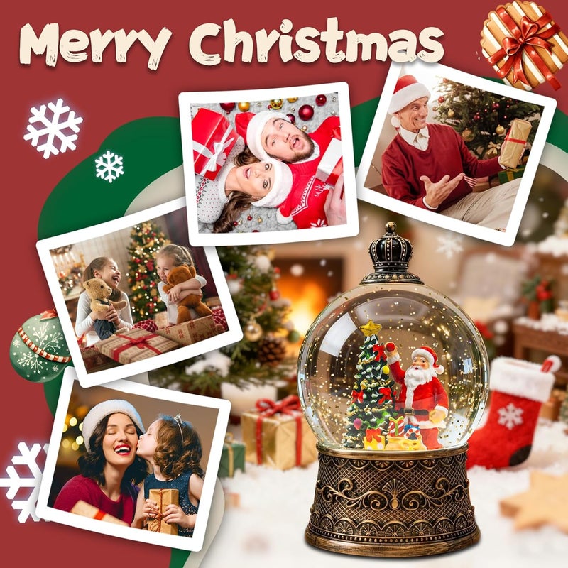 SUNFACE Store Christmas Snow Globes Lantern, Santa Claus and Gifts Christmas Decorations Indoor, 6H Timer Battery & USB Powered Light Up Musical Snow Globes for Kids Women Adults Gift Thanksgiving Home Decor - Image 5