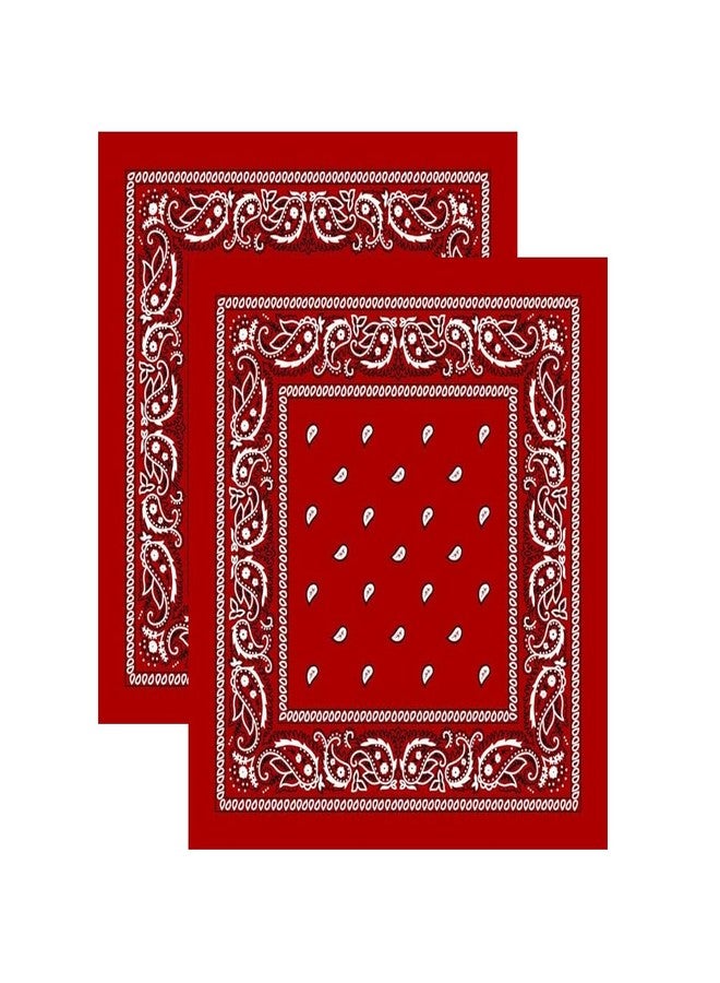 TENDSY Cotton Paisley Bandana, Traditional Print, Red (Pack of 2) - Image 1